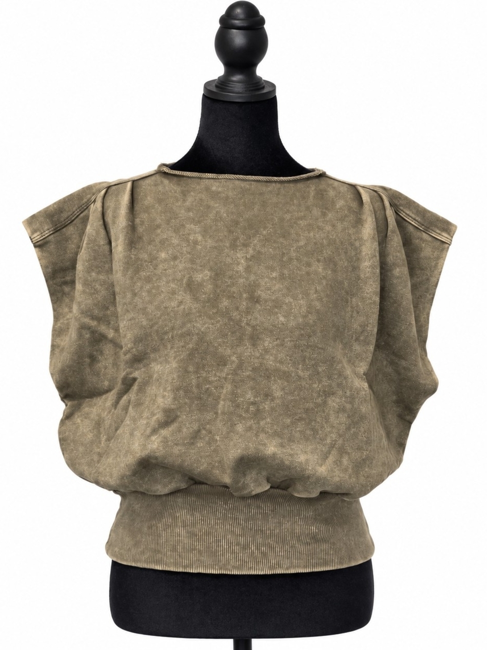 Women's Zenana Acid Washed Capped Sleeve Sweatshirt